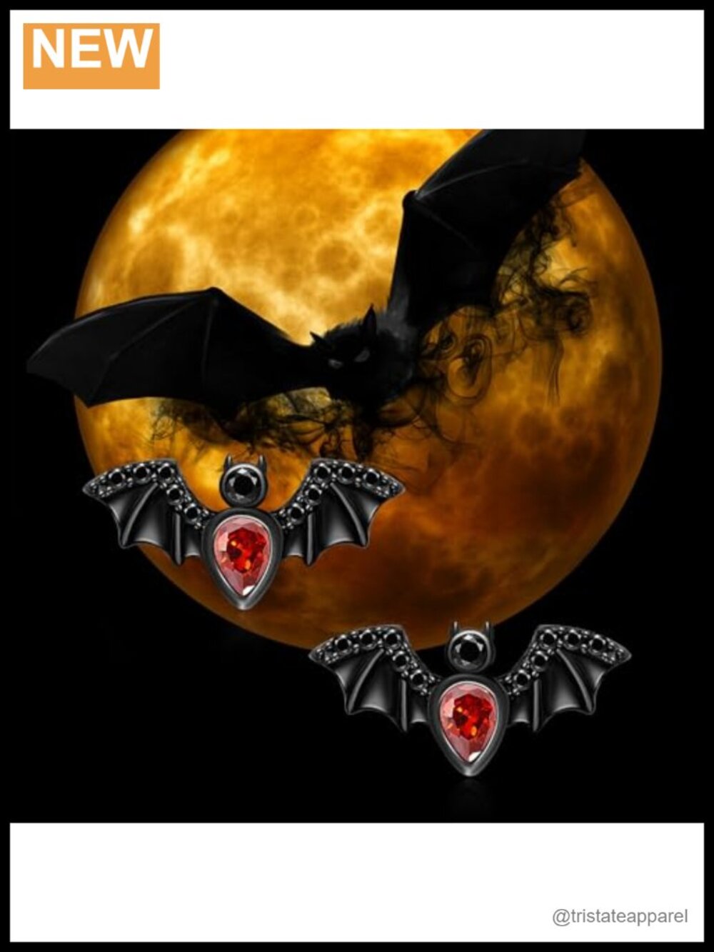 Sterling Silver Bat Stud Earrings Gothic Halloween Jewelry for Women - Picture 4 of 6